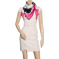 Pre Owned Valentino Pink Floral Print Silk Scarf