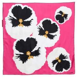 Pre Owned Valentino Pink Floral Print Silk Scarf