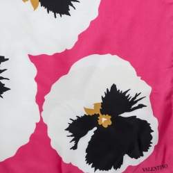 Pre Owned Valentino Pink Floral Print Silk Scarf