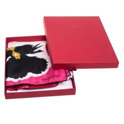 Pre Owned Valentino Pink Floral Print Silk Scarf