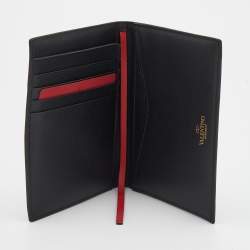 Pre Owned Valentino Black Leather Vlogo Passport Holder