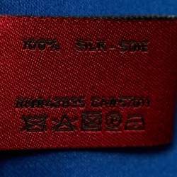 Pre Owned وشاح فالنتينو حرير جاكار شعار الماركة حرف ڨي أزرق أومبر 