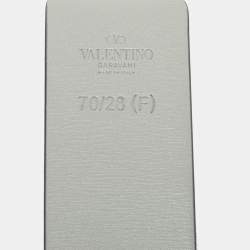مملوكة مسبقًا Valentino Light Blue/Grey Leather VLogo Belt 75 CM