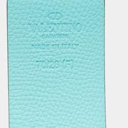 Pre Owned Valentino Blue/Green Leather VLogo Reversible Buckle Belt 70CM