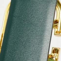 Pre Owned Valentino Blue/Green Leather VLogo Reversible Buckle Belt 70CM