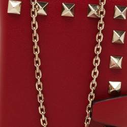 Valentino Red Leather Rockstud Chain Phone Case