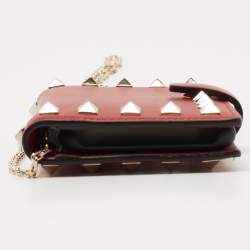 Valentino Red Leather Rockstud Chain Phone Case