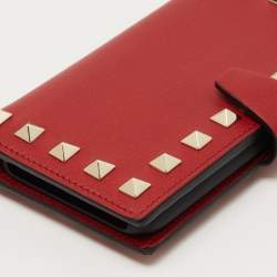 Valentino Red Leather Rockstud Chain Phone Case