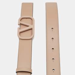 Pre Owned Valentino Beige Leather VLogo Belt 85CM