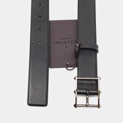 Valentino Black Leather Rockstud Buckle Belt 95CM