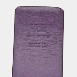 Pre Owned Valentino Pink/Purple Leather VLogo Reversible Belt 80CM