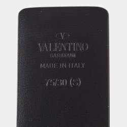 Pre Owned Valentino Beige/Black Leather VLogo Reversible Waist Belt 75CM