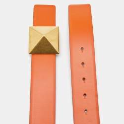 Pre Owned Valentino Orange/Red Leather Roman Stud Belt 85CM