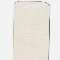 Pre Owned Valentino Mint Green/Cream Leather VLogo Reversible Slim Belt 85 CM