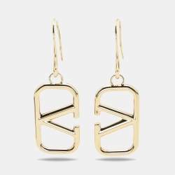 Valentino VLogo Gold Tone Drop Earings