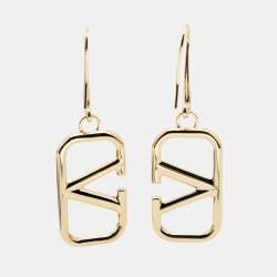 Valentino VLogo Gold Tone Drop Earings