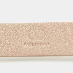 Pre Owned Valentino VLogo Leather Gold Tone Bracelet