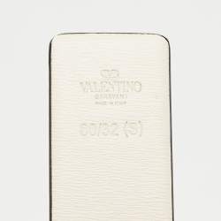 Pre Owned Valentino Mint Green/Cream Leather VLogo Reversible Belt 80 CM