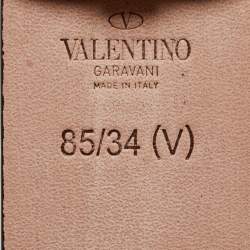 Pre Owned Valentino Black Leather Rockstud Buckle Belt 85 CM