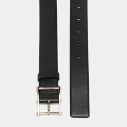 Pre Owned Valentino Black Leather Rockstud Buckle Belt 85 CM