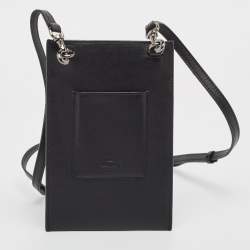 Pre Owned Valentino Black Leather Rockstud Phone Crossbody Bag