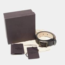 Pre Owned Valentino Black Leather Rockstud Buckle Belt 85 CM