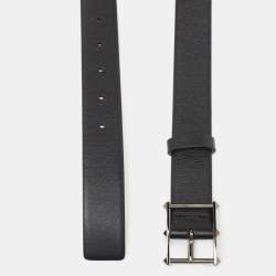 Pre Owned Valentino Black Leather Rockstud Buckle Belt 85 CM