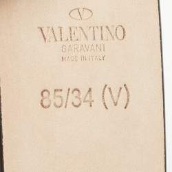 Pre Owned Valentino Black Leather Rockstud Buckle Belt 85 CM