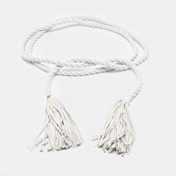 Pre Owned Valentino White Braided Leather The Rope Belt M