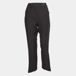 Valentino Black Wool & Silk Blend Button Detailed Trousers M