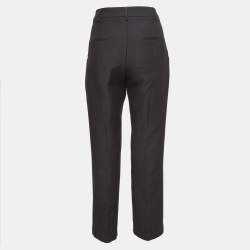 Valentino Black Wool & Silk Blend Button Detailed Trousers M