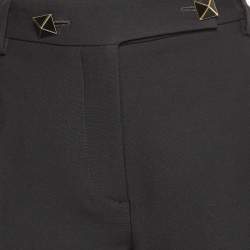 Valentino Black Wool & Silk Blend Button Detailed Trousers M