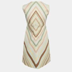 Pre Owned Valentino Multicolor Striped Wool Blend Mini Dress S
