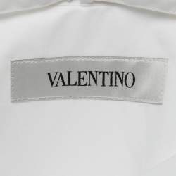Pre Owned Valentino White Cotton Tie-Up Neck Oversized Shirt XS