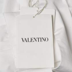 Pre Owned Valentino White Cotton Tie-Up Neck Oversized Shirt XS