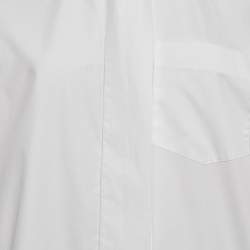 Pre Owned Valentino White Cotton Tie-Up Neck Oversized Shirt XS