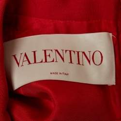 Pre Owned Valentino Red  Wool Crepe Couture Midi Dress M