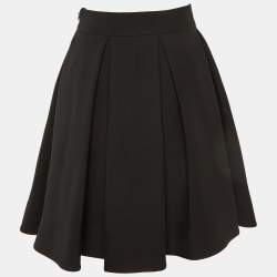 Valentino Black Wool Pleated Mini Skirt M