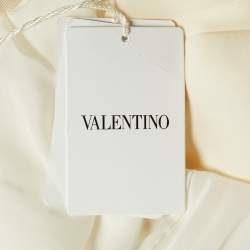 Valentino Cream Silk Pleated Midi Skirt M