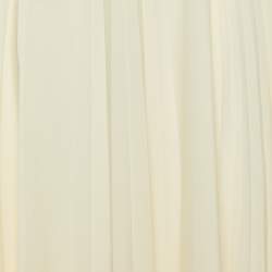 Valentino Cream Silk Pleated Midi Skirt M
