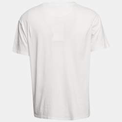 Pre Owned Valentino White Logo Sequin Detail  Jersey T-Shirt M
