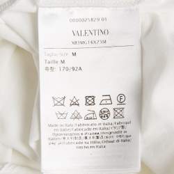 Pre Owned Valentino White Logo Sequin Detail  Jersey T-Shirt M