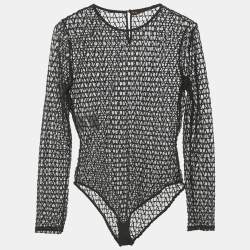 Pre Owned Valentino Black Mesh Toile Iconographe Bodysuit M