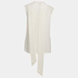 مملوكة مسبقًا توب فالنتينو حر ير عاجي بدون أكمام مقاس متوسط (ميديوم)