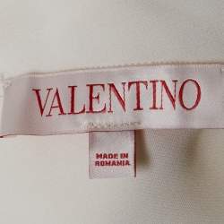 Pre Owned Valentino White Silk Blend Tie-Up Neck Detail Blouse M