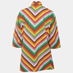 Pre Owned Valentino Multicolor Archive 1973 Chevron Cotton Mini Shirt Dress XS