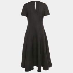 Pre Owned Valentino Black Wool Blend Paneled Midi Dress M