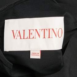 Pre Owned Valentino Black Wool Blend Paneled Midi Dress M