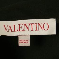 Pre Owned Valentino Black Silk Blend Crepe Tie-Up Neck Detail Top M