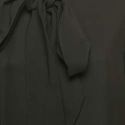 Pre Owned Valentino Black Silk Blend Crepe Tie-Up Neck Detail Top M